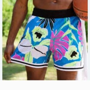 Chubbies Multicolor Hawaiian Lined Drawstring Swim Trunks Size Medium 5" Inseam